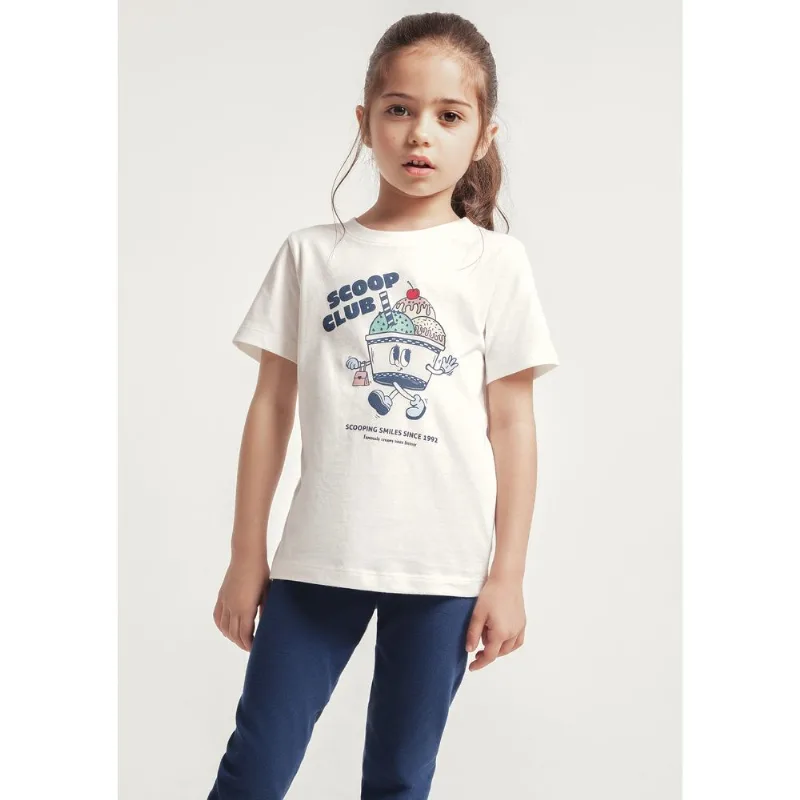 Blusa Infantil Menina Manga Curta Com Estampa - Off white 012