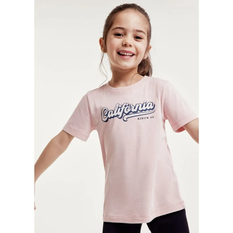 Blusa Infantil Menina Manga Curta Com Estampa - Rosa 014