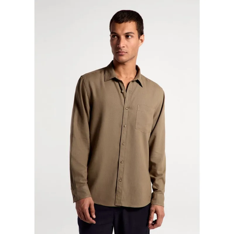 Camisa Básica Masculina Manga Longa Slim Em Linho - Verde XXG