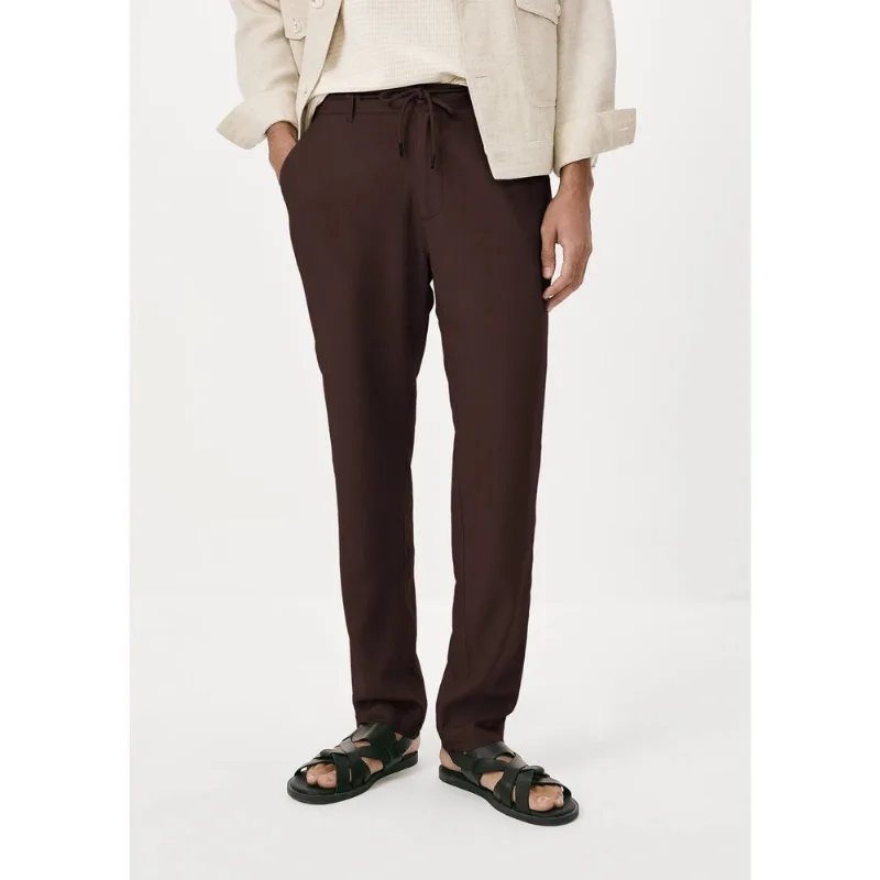 Calça Masculina Reta Em Linho - Marrom 042