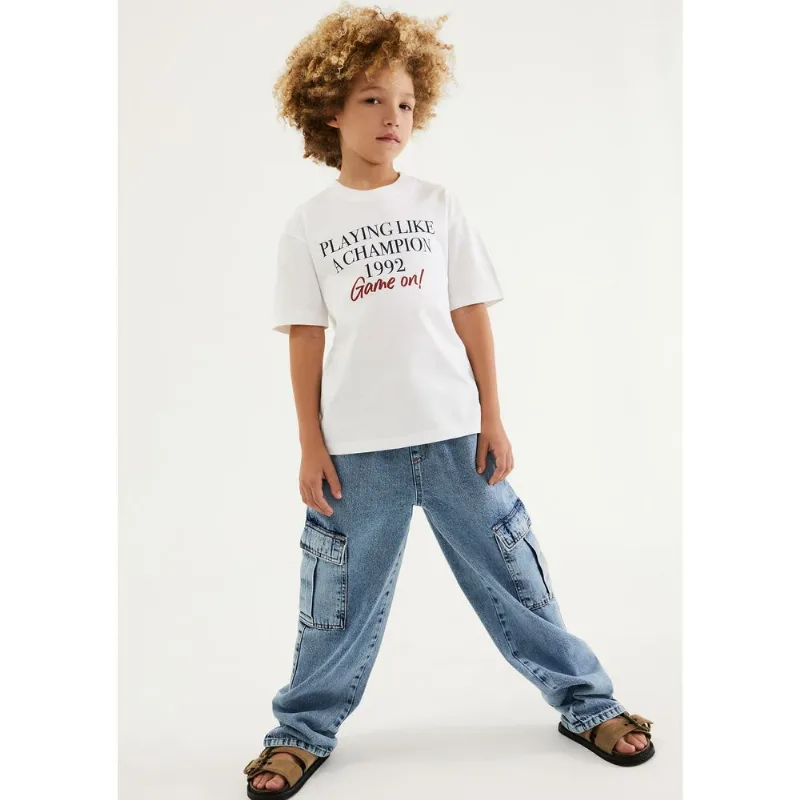 Calça Infantil Menino Jeans Cargo - Azul 014