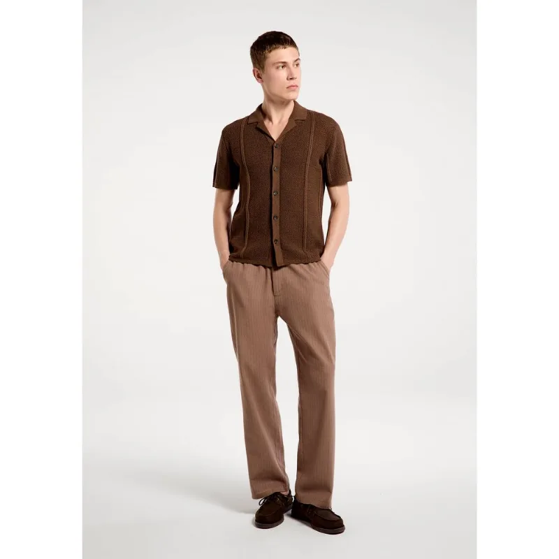 Camisa Masculina Tricô Texturizada - Marrom XXG
