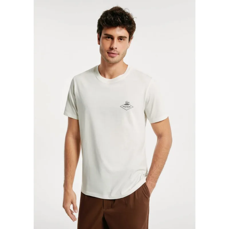Camiseta Masculina Algodão Peruano Estampada - Off white G
