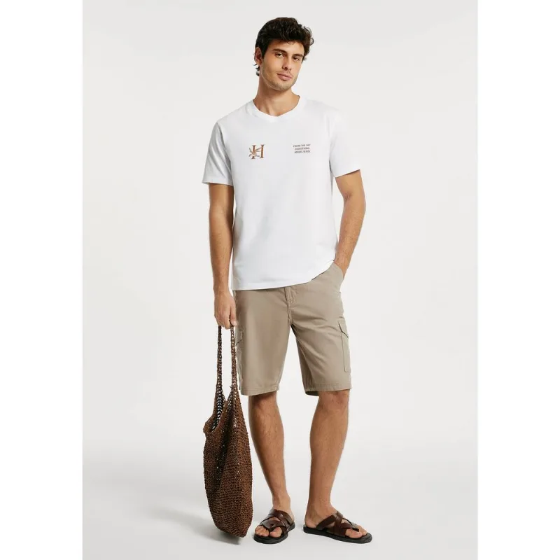 Camiseta Masculina Algodão Peruano Estampada - Branco G