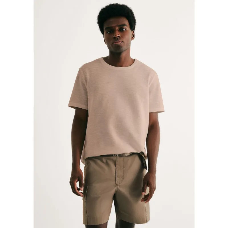 Camiseta Masculina Texturizada Regular - Marrom XXG
