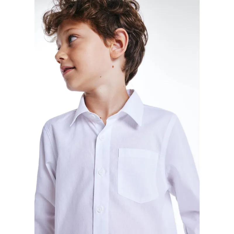 Camisa Infantil Menino Em Tricoline - Branco 012