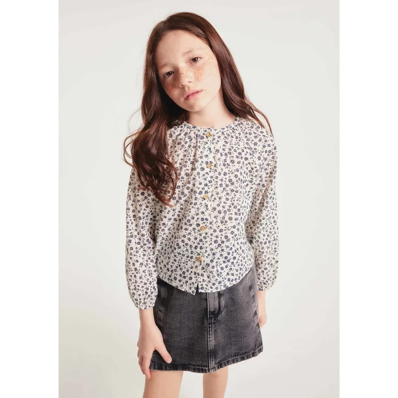 Blusa Infantil Menina Manga Longa Estampada - Off white 006
