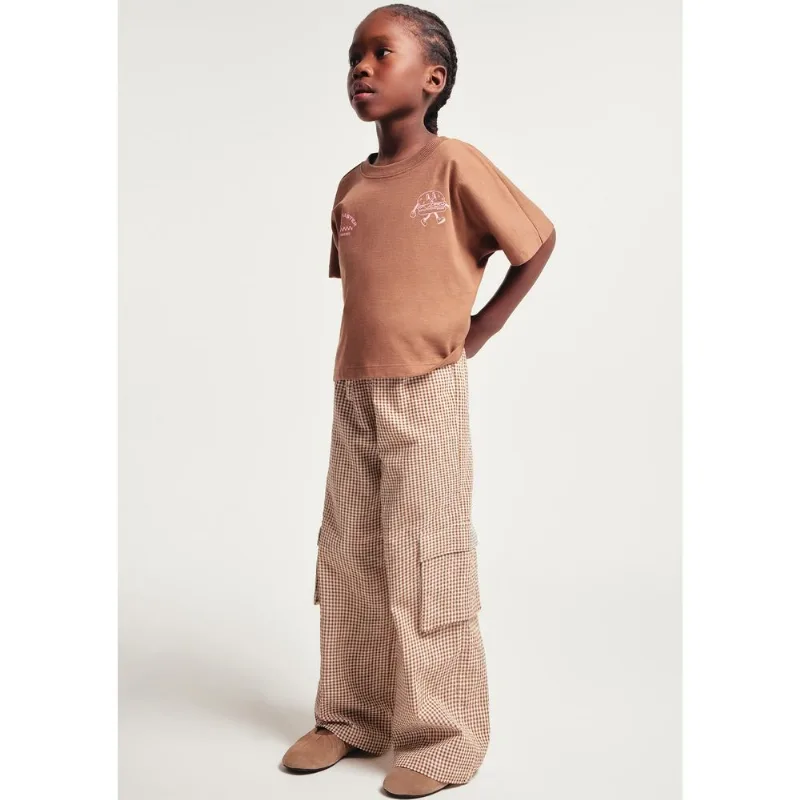 Calça Infantil Menina Reta Fio Tinto - Marrom 016