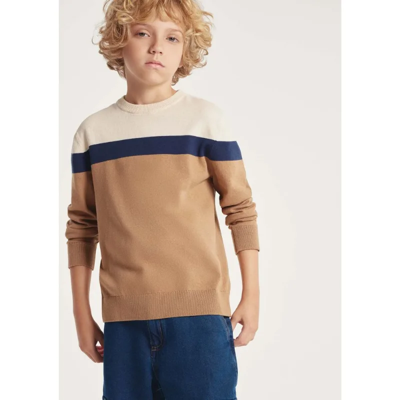 Suéter De Tricô Infantil Menino Listrado - Bege 012