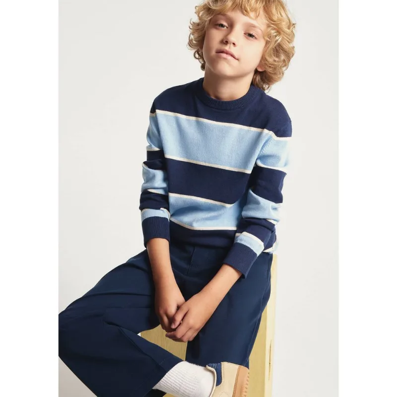 Suéter De Tricô Infantil Menino Listrado - Azul 014