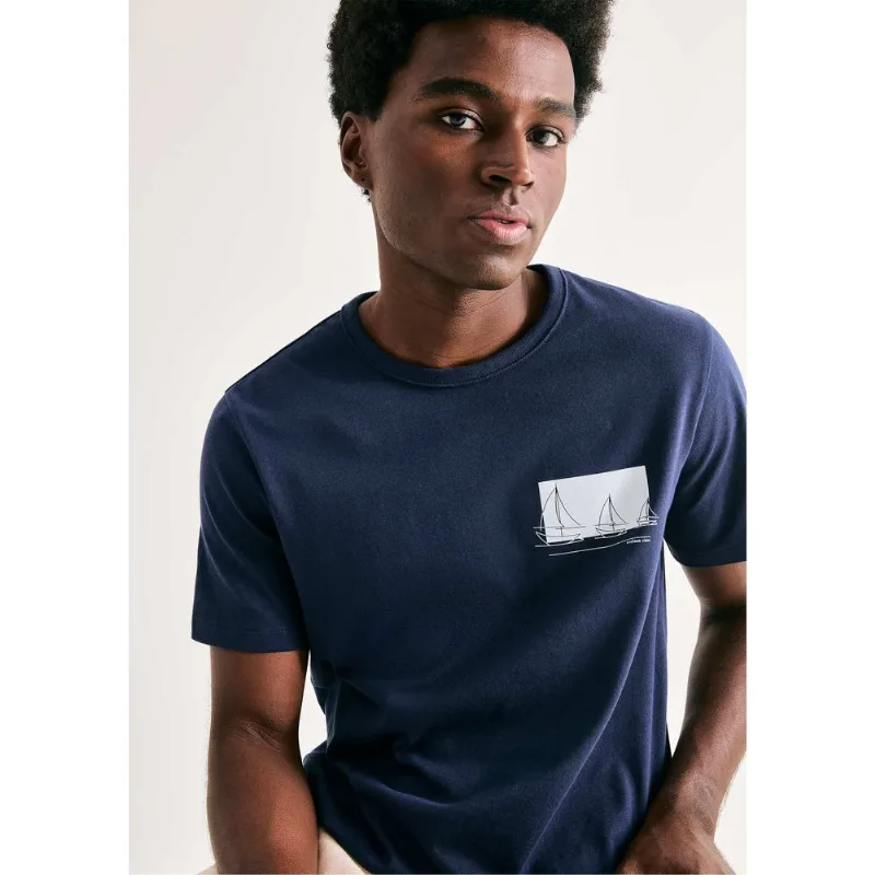 Camiseta Masculina Slim Estampada - Azul XG