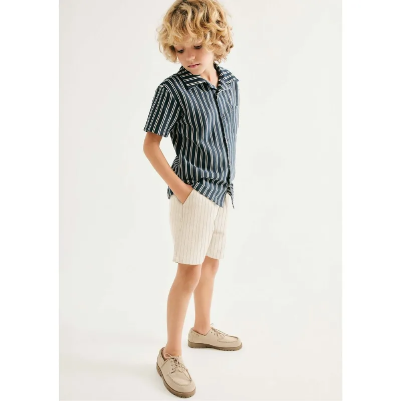 Bermuda Infantil Menino Reta Fio Tinto - Bege 016