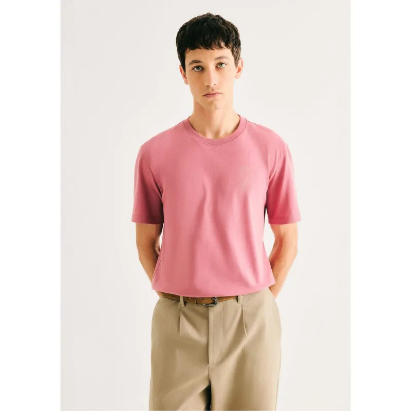 Camiseta Masculina Manga Curta Com Estampa - Rosa M