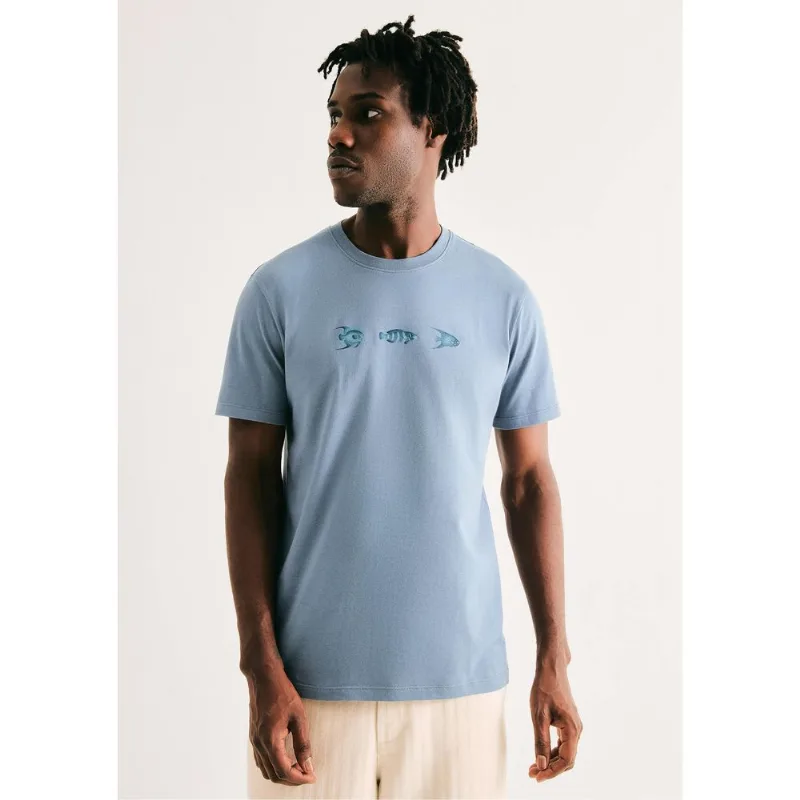 Camiseta Masculina Manga Curta Com Estampa - Azul M