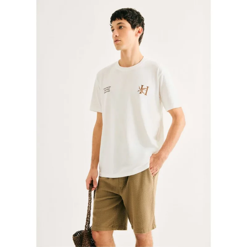 Camiseta Masculina Manga Curta Com Estampa - Branco G