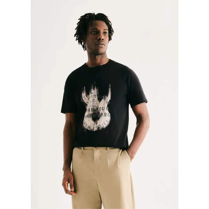 Camiseta Masculina Manga Curta Com Estampa - Preto G