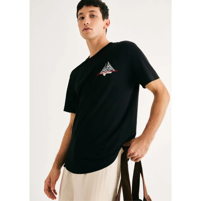 Camiseta Masculina Manga Curta Com Estampa - Preto XG