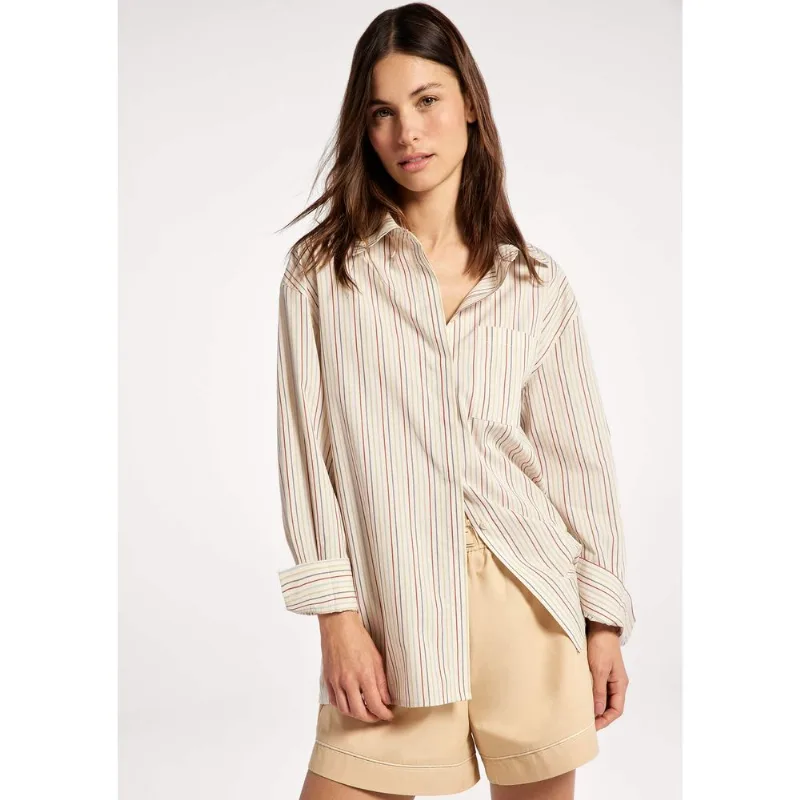 Camisa Feminina Manga Longa Fio Tinto - Off white XG