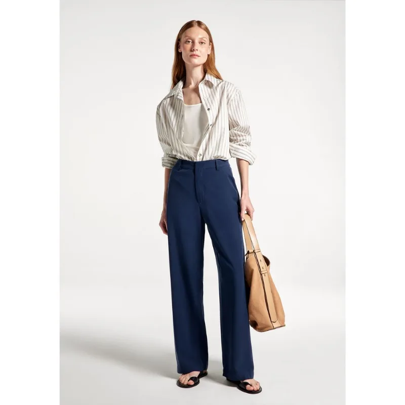 Calça Feminina Reta Em Alfaiataria Peach Touch - Azul 036