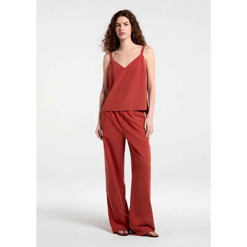 Calça Feminina Peach Touch Cintura Média - Vermelho 036
