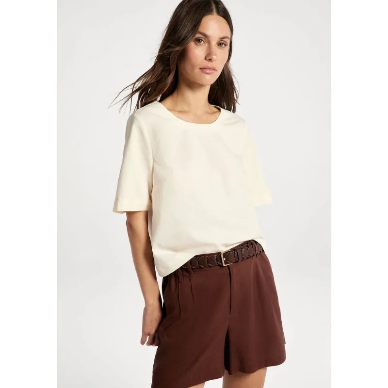 Blusa Feminina Manga Média Com Linho - Amarelo M