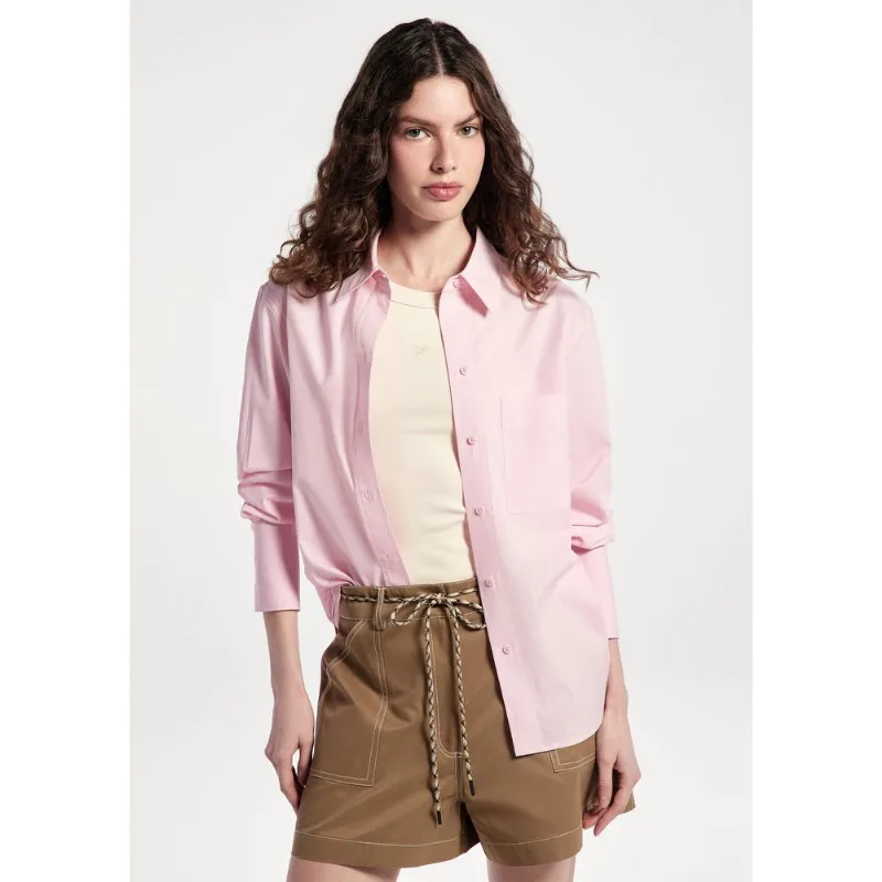 Camisa Feminina Manga Longa Em Algodão - Rosa G