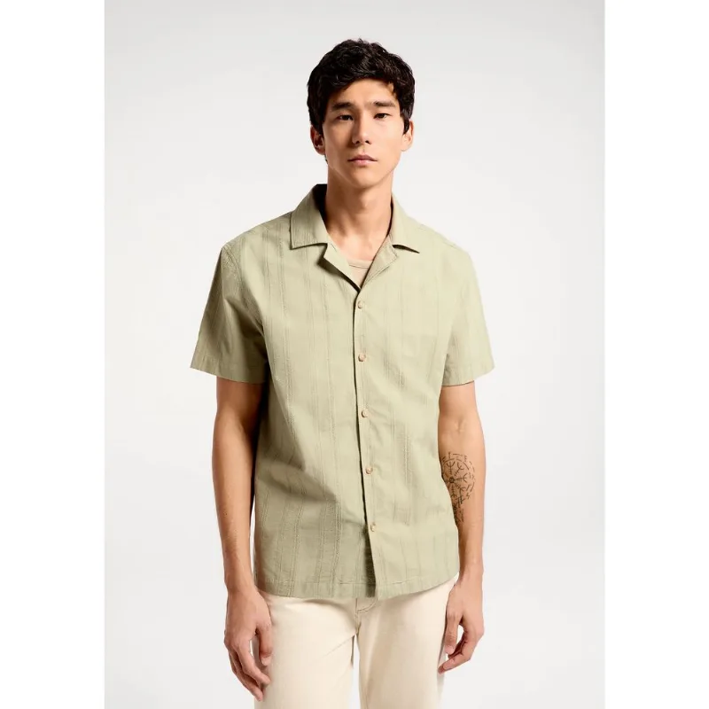 Camisa Masculina Listrada Em Algodão - Cinza XXG