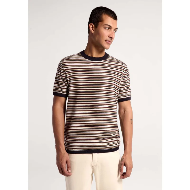 Camiseta Masculina Tricô Listrado - Marrom M