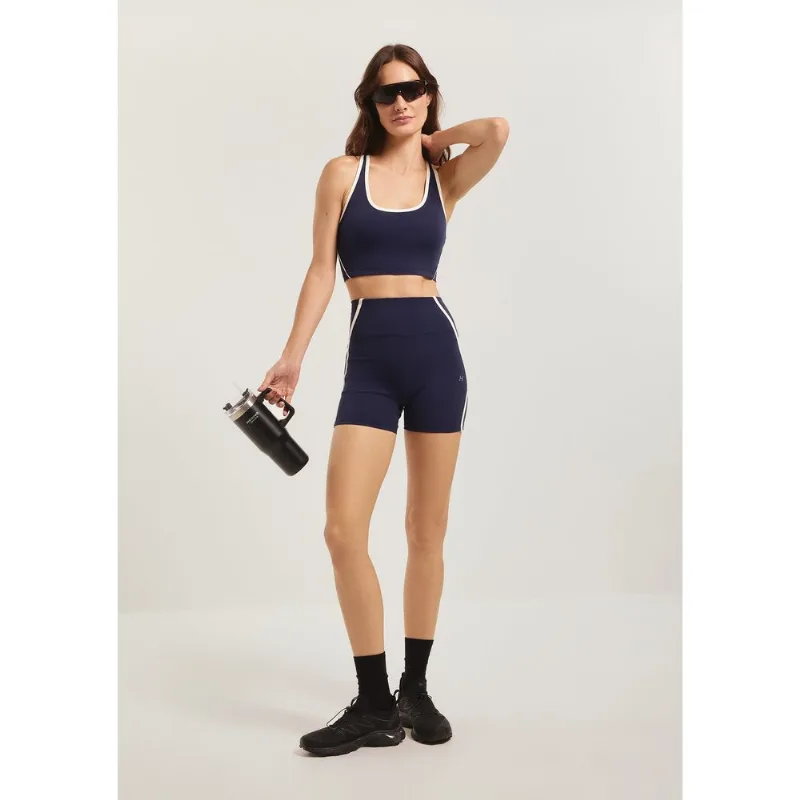 Bermuda Esportiva Feminina Bicolor Corte à Laser - Azul P