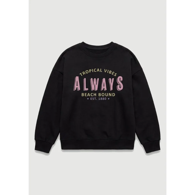 Blusão De Moletom Infantil Menina Oversized Com Estampa - Preto 010