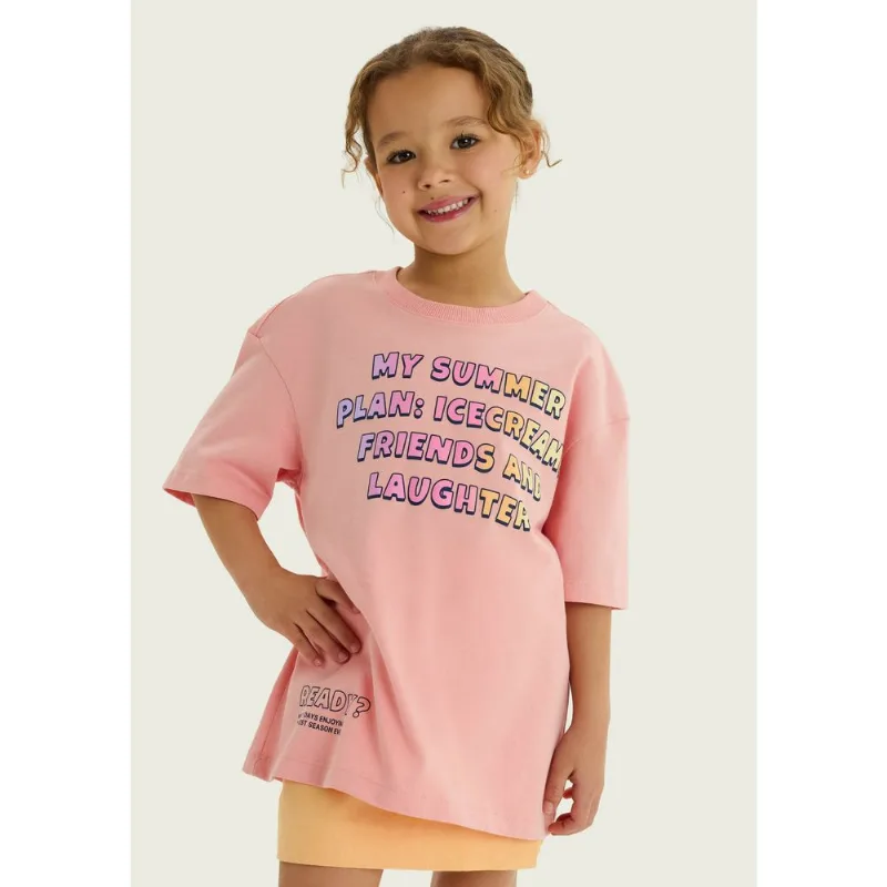 Blusa Infantil Menina Oversized Super Cotton - Rosa 008