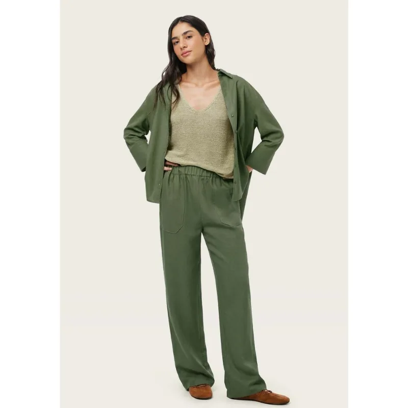 Calça Feminina Reta Em Viscolinho - Verde 046