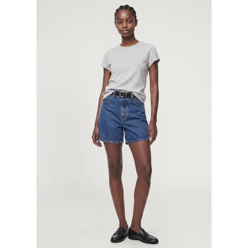 Bermuda Jeans Feminina Mom Cintura Alta - Azul 046