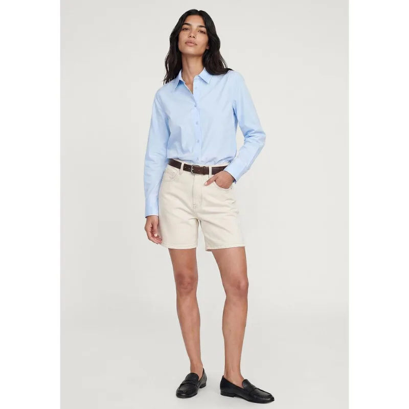 Bermuda Feminina Mom Cintura Alta Em Sarja - Off white 036