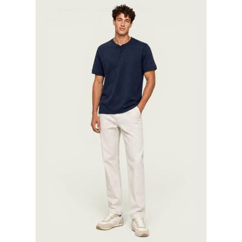 Calça Masculina Reta Em Sarja - Off white 048