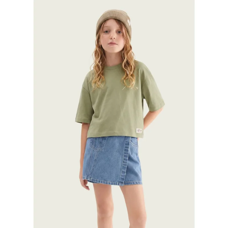 Blusa Infantil Menina Oversized Em Malha Binada - Verde 006