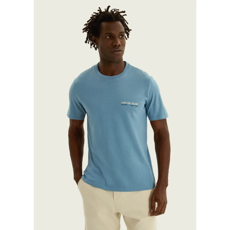 Camiseta Masculina Manga Curta Com Estampa - Azul EXG