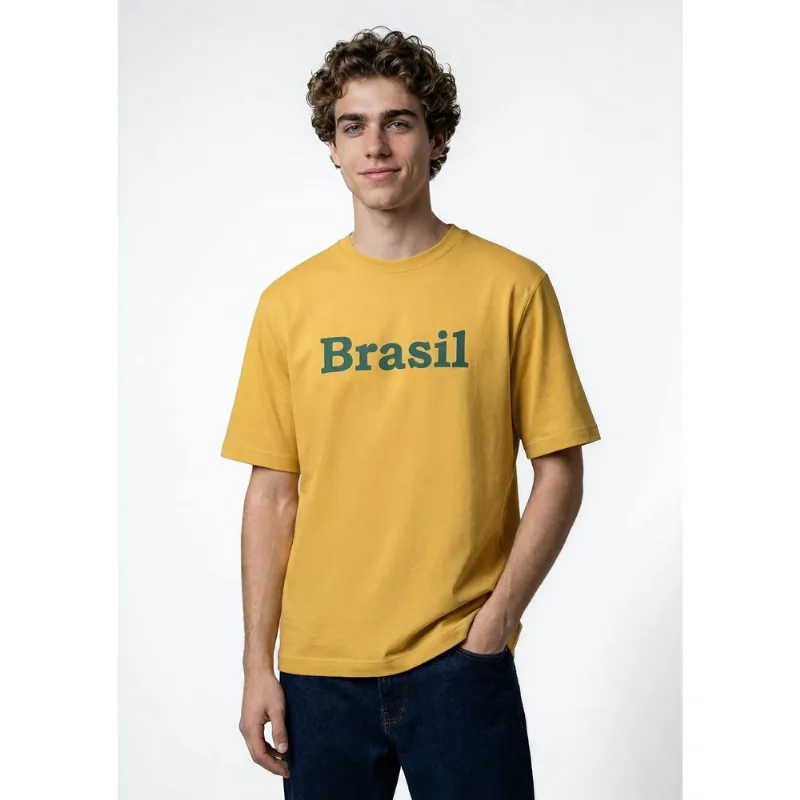 Camiseta Masculina Manga Curta Torcida - Amarelo M