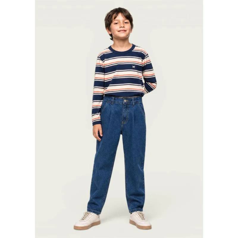 Calça Infantil Menino Ballon Em Sarja - Azul 012