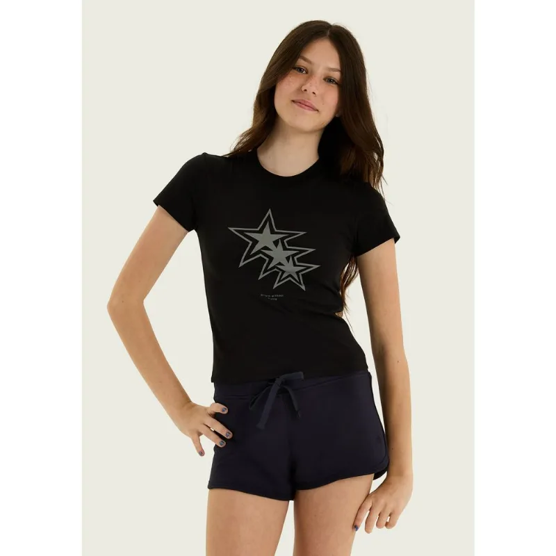 Camiseta Teen Ampla Com Estampa - Preto XP