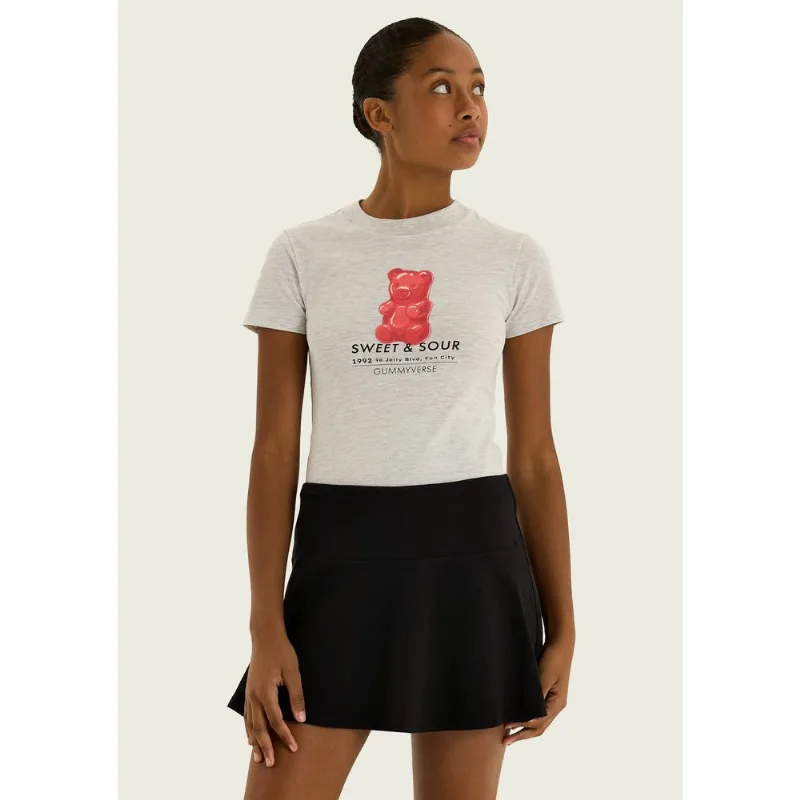 Camiseta Teen Ampla Com Estampa - Cinza G