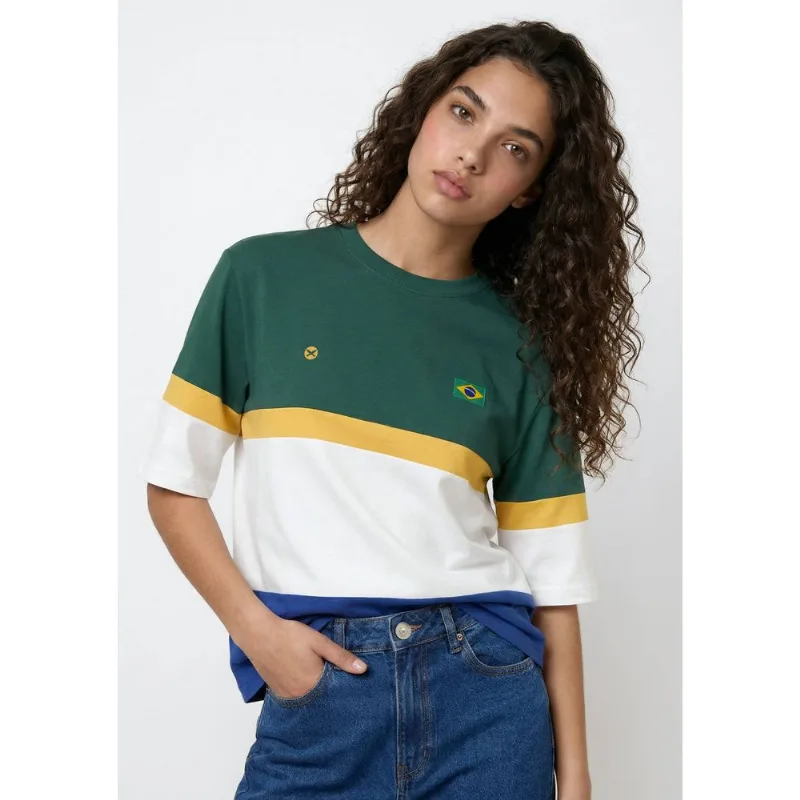 Camiseta Feminina Comfort Torcida Com Estampa Bandeira - Verde M