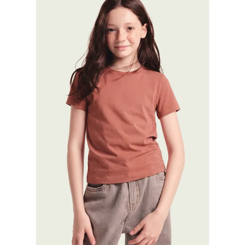 Blusa Manga Curta Infantil Menina Em Malha - Vermelho 010