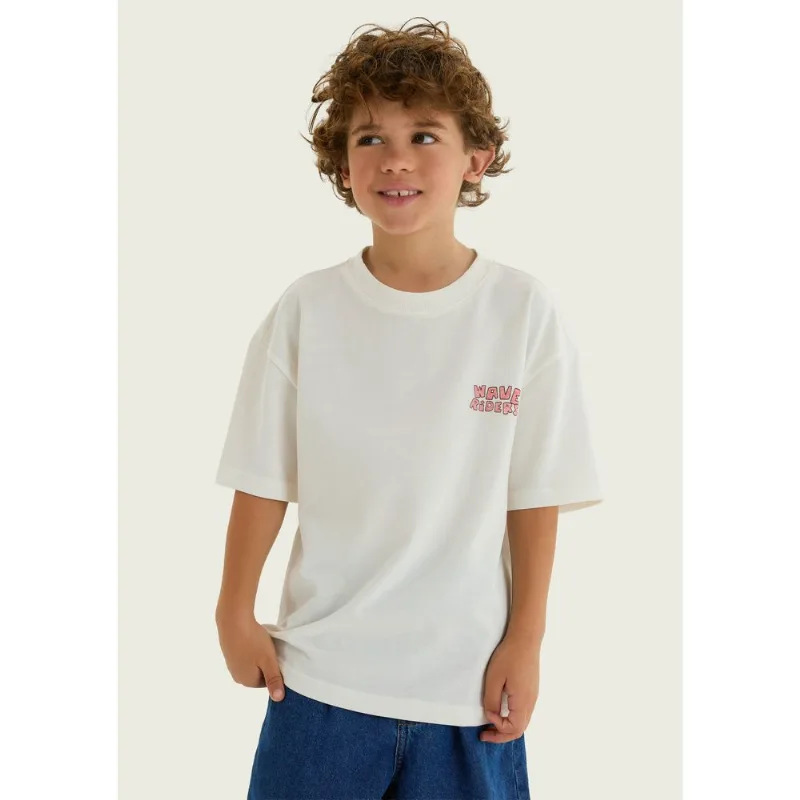 Camiseta Infantil Menino Manga Curta Com Estampa - Off white 016