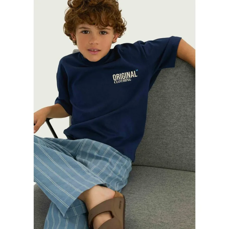 Camiseta Infantil Menino Manga Curta Com Estampa - Azul 006