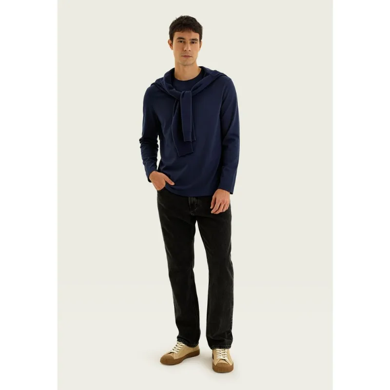 Camiseta Básica Masculina Manga Longa World - Azul M