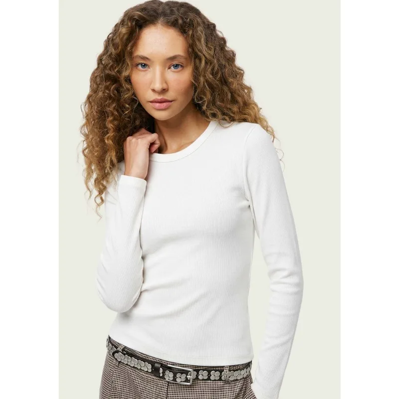 Blusa Feminina Manga Longa Com Elastano - Off white XP
