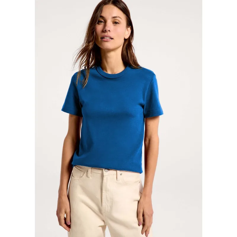Camiseta Feminina Slim Em Algodão - Azul P