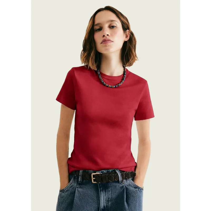 Camiseta Feminina Slim Em Algodão - Vermelho G