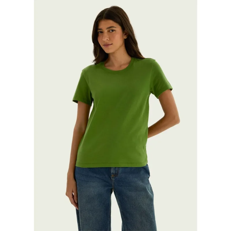 Camiseta Básica Feminina Slim World - Verde P